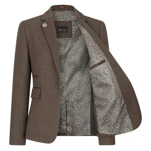 TPW-AK-06 - Women's Brown 3 Piece Herringbone Tweed Suit-TruClothing