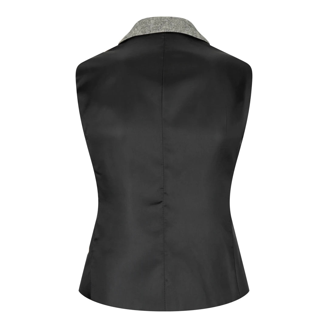 Blazer ou gilet pour femme tweed gris noir empiècement style années 20