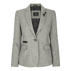 wsn03 - Women's Tweed Grey Blazer Jacket Waistcoat Elow Patch Peaky 1920s