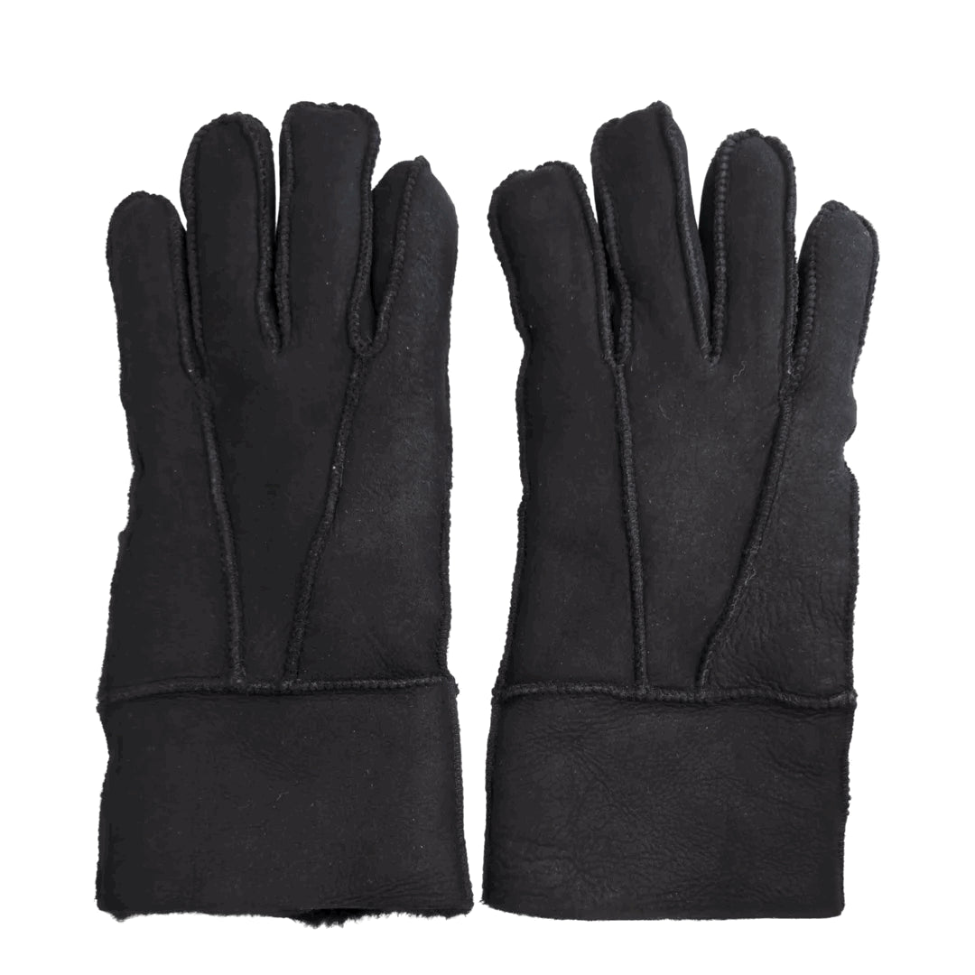 Unisex Suede Leather Shearling Wool Lined Thermal Gloves-TruClothing