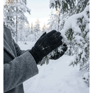 Unisex Suede Leather Shearling Wool Lined Thermal Gloves-TruClothing