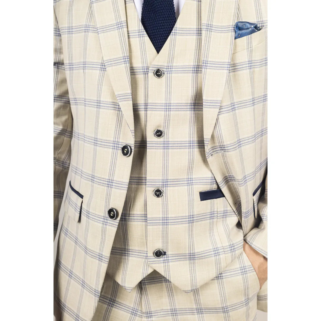Beige check blazer discount