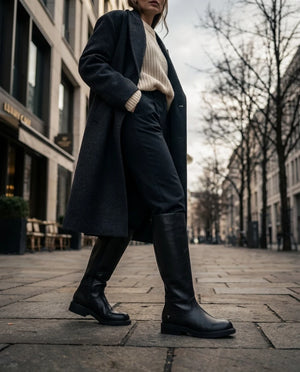 Blessing - Botas altas de mujer efecto cuero negras