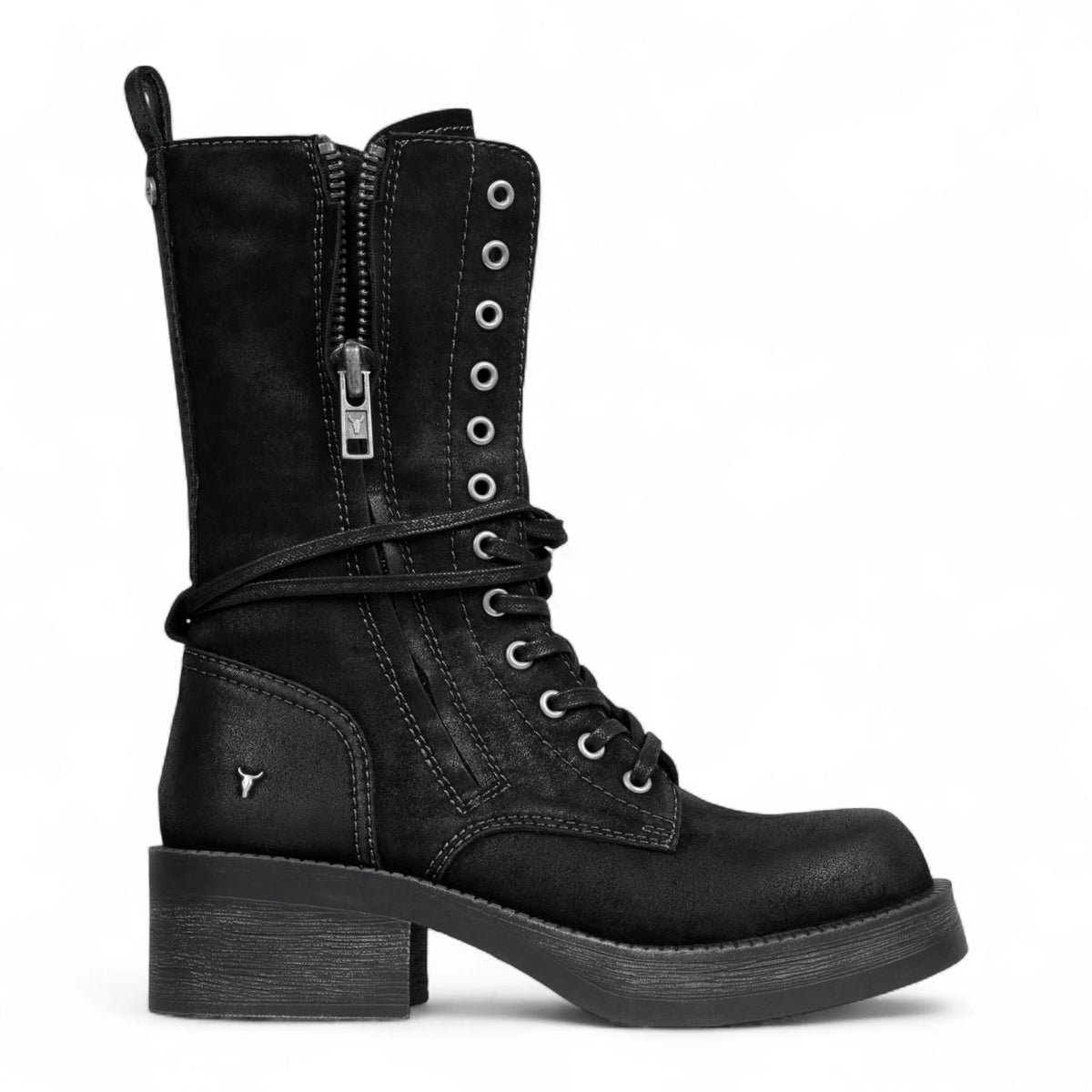 Gather - Botas de mujer ante media caña con cordones negras