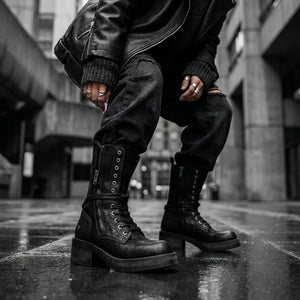 Gather - Botas de mujer ante media caña con cordones negras