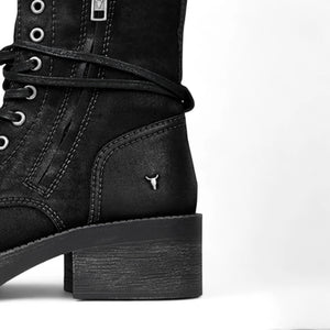 Gather - Botas de mujer ante media caña con cordones negras