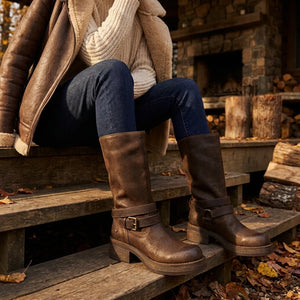 Gotcha - Women's Brown Suede Leather Western Riding Boots
