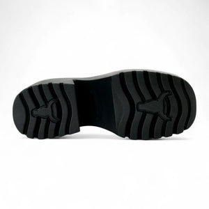Lessons - Women's Black Leather Chunky Heel Buckle Shoes