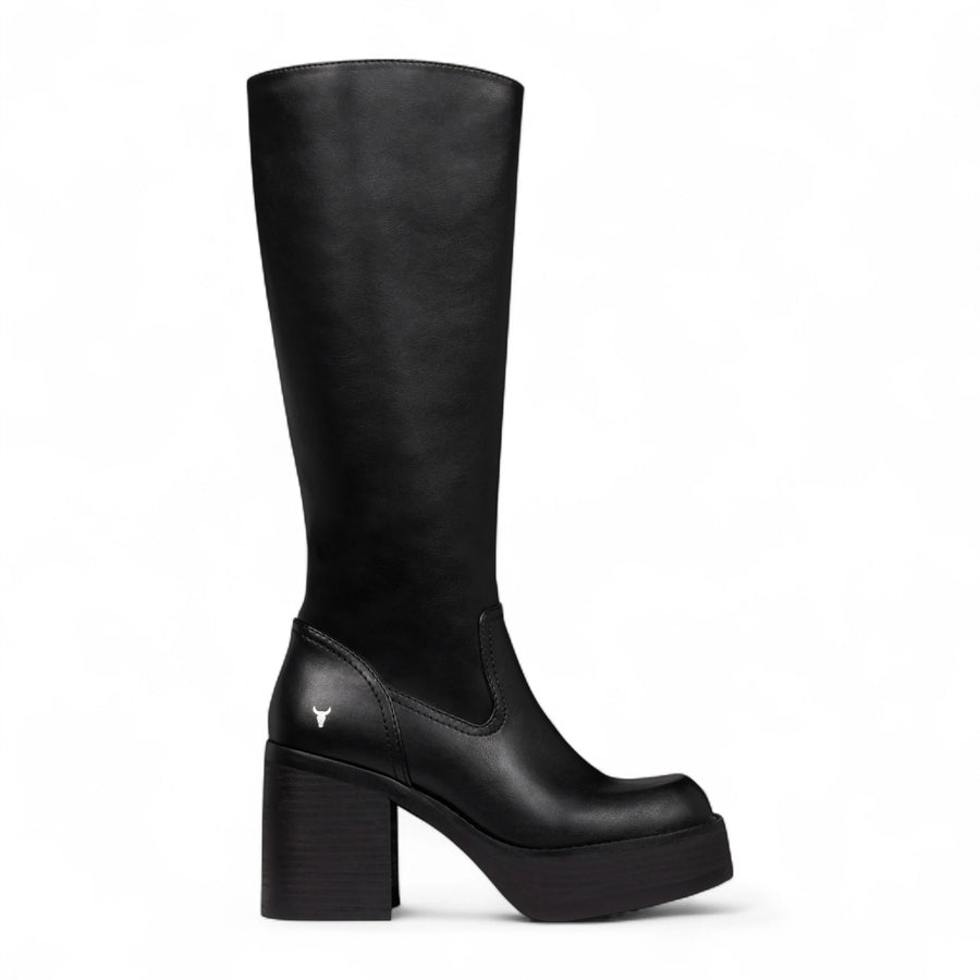 Niche - Botas de mujer plataforma caña alta piel sintética negras
