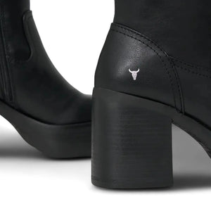 Niche - Women's Black Faux Leather Knee-High Platform Boots