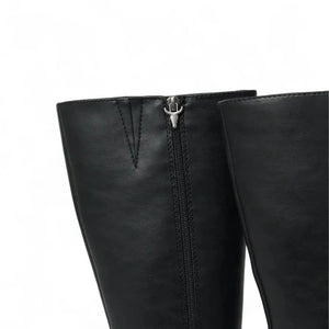 Niche - Women's Black Faux Leather Knee-High Platform Boots