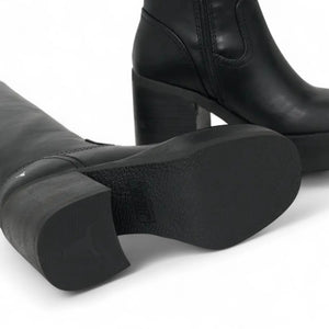 Niche - Women's Black Faux Leather Knee-High Platform Boots