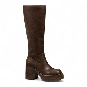 Niche - Botas hasta la rodilla de mujer marrón roble piel sintética