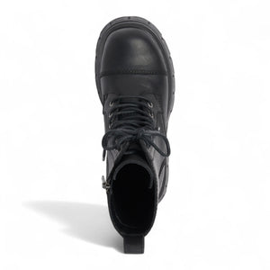 Screaming - Women's Black Mid-Calf Leather Platform Boots
