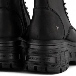 Screaming - Women's Black Mid-Calf Leather Platform Boots