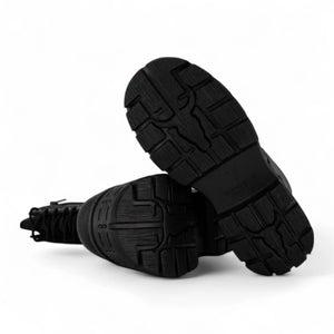 Screaming - Women's Black Mid-Calf Leather Platform Boots