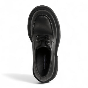 Starcrossed - Women's Black Leather Chunky Platform Shoes
