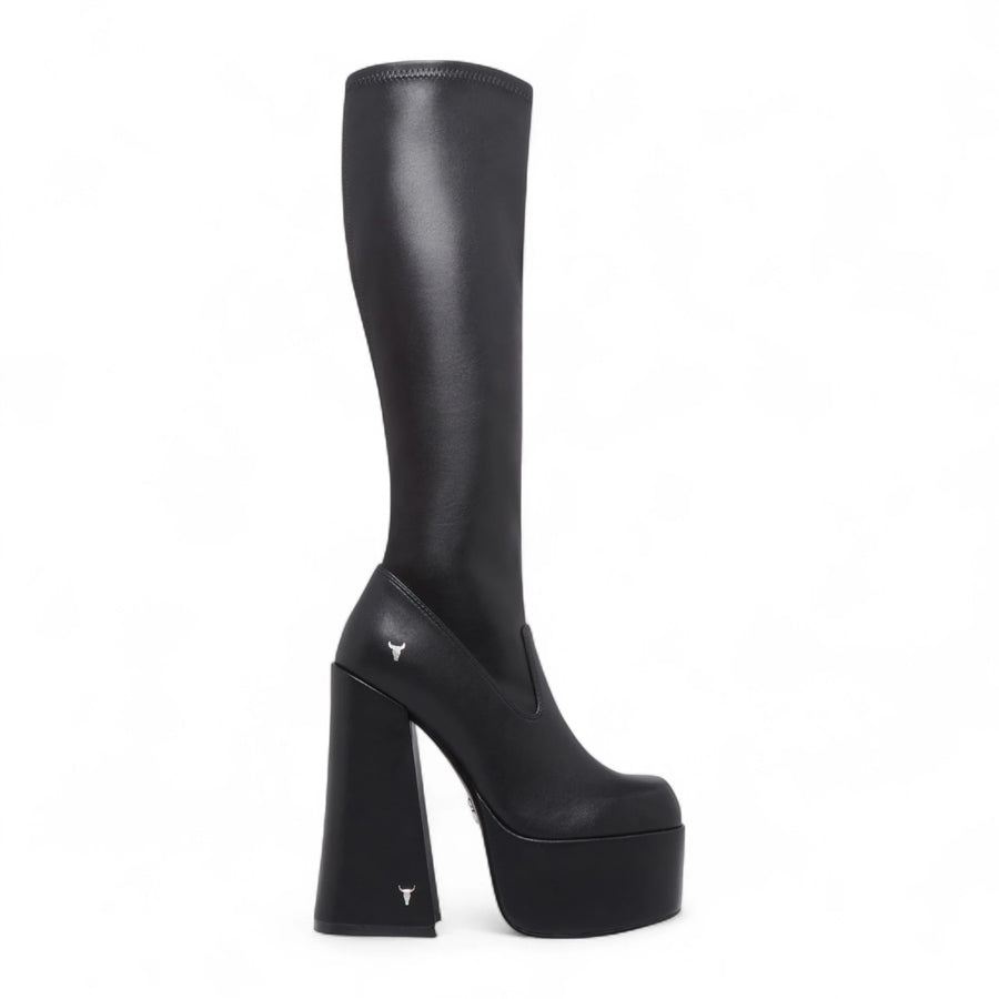 Survival - Women's Black Knee-High Platform Goth Heel Boots - Windsorsmith - 1