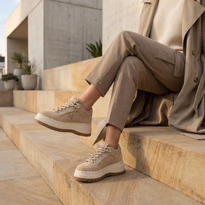 Ultimatum - Women's Sand Brown Chunky Platform Sneakers