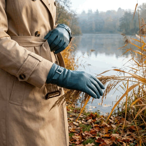 Women's Genuine Leather Adjustable Wrist Buckle Gloves-TruClothing