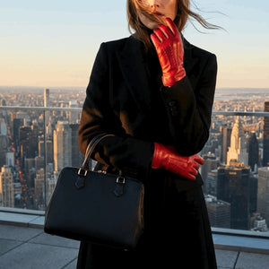 Women’s Genuine Leather Wool Lined Touchscreen Gloves-TruClothing