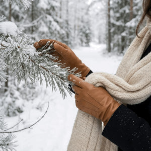 Women’s Genuine Leather Wool Lined Touchscreen Gloves-TruClothing