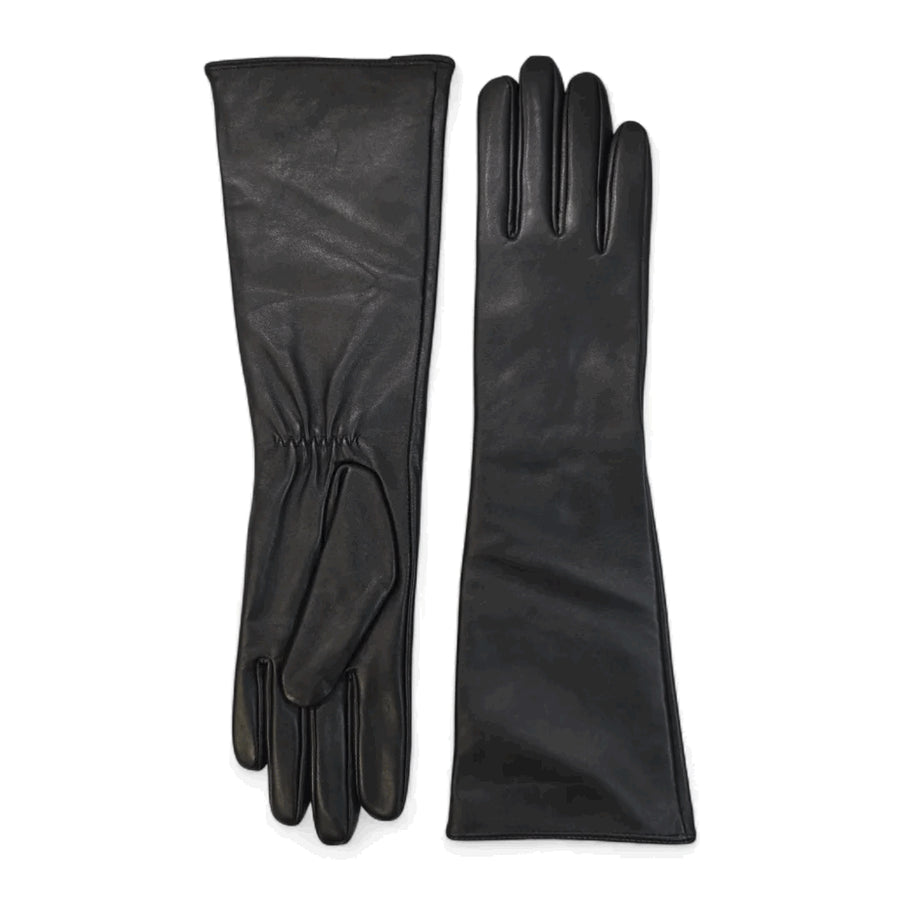 Women’s Genuine Sheepskin Leather Elbow Length Gloves - Black - Infinity Leather - 1