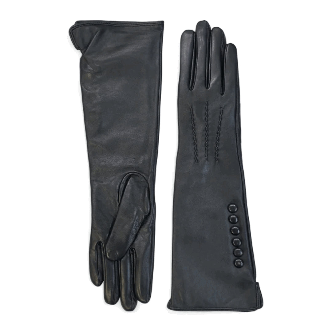 Guantes clásicos de cuero para mujer de longitud media