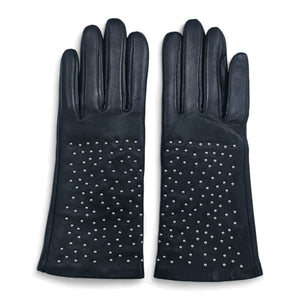 Women’s Leather Studded Wool Lining Fashion Gloves-TruClothing
