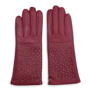 Women’s Leather Studded Wool Lining Fashion Gloves-TruClothing