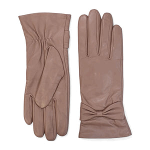 Women's Leather Wool Lined Bow Knot Accent Gloves-TruClothing