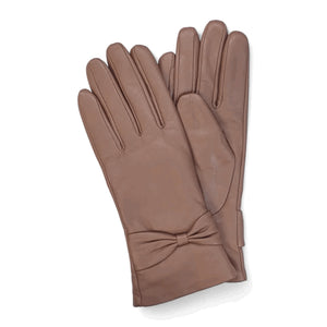 Women's Leather Wool Lined Bow Knot Accent Gloves-TruClothing