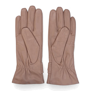Women's Leather Wool Lined Bow Knot Accent Gloves-TruClothing