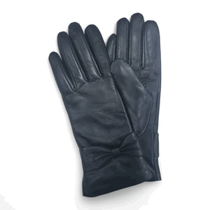 Women's Leather Wool Lined Bow Knot Accent Gloves-TruClothing