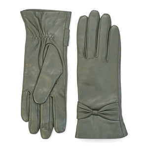 Women's Leather Wool Lined Bow Knot Accent Gloves-TruClothing