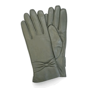 Women's Leather Wool Lined Bow Knot Accent Gloves-TruClothing