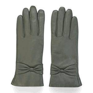 Women's Leather Wool Lined Bow Knot Accent Gloves-TruClothing