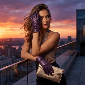 Women's Leather Wool Lined Bow Knot Accent Gloves-TruClothing