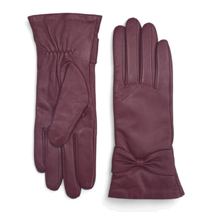 Women's Leather Wool Lined Bow Knot Accent Gloves-TruClothing