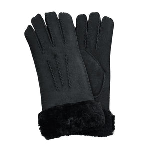 Women's Plush Shearling Cuff Suede Genuine Leather Gloves-TruClothing