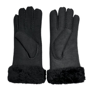 Women's Plush Shearling Cuff Suede Genuine Leather Gloves-TruClothing