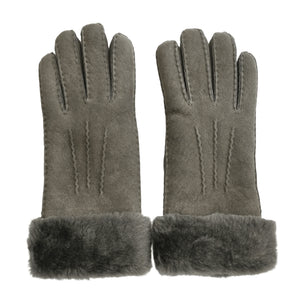 Women's Plush Shearling Cuff Suede Genuine Leather Gloves-TruClothing