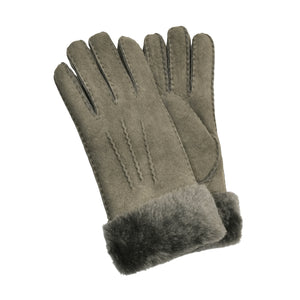 Women's Plush Shearling Cuff Suede Genuine Leather Gloves-TruClothing