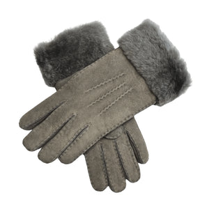 Women's Plush Shearling Cuff Suede Genuine Leather Gloves-TruClothing