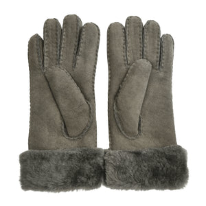 Women's Plush Shearling Cuff Suede Genuine Leather Gloves-TruClothing