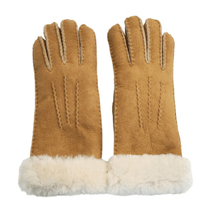 Women's Plush Shearling Cuff Suede Genuine Leather Gloves-TruClothing