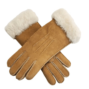 Women's Plush Shearling Cuff Suede Genuine Leather Gloves-TruClothing