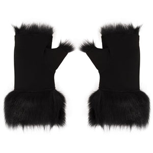 Women’s Suede Leather Shearling Lined Fingerless Gloves-TruClothing