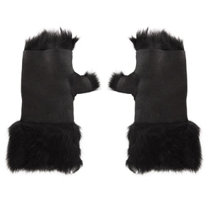 Women’s Suede Leather Shearling Lined Fingerless Gloves-TruClothing