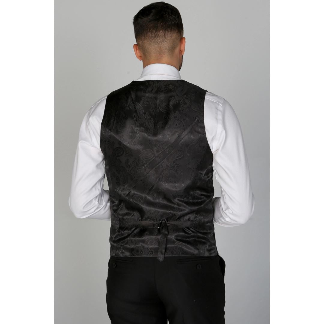 Parker - Men's Plain Black Waistcoat